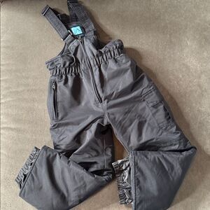 Kids Iceburg Black Snow Bib Overalls Ski Pants Adjustable Straps Size 6/6X